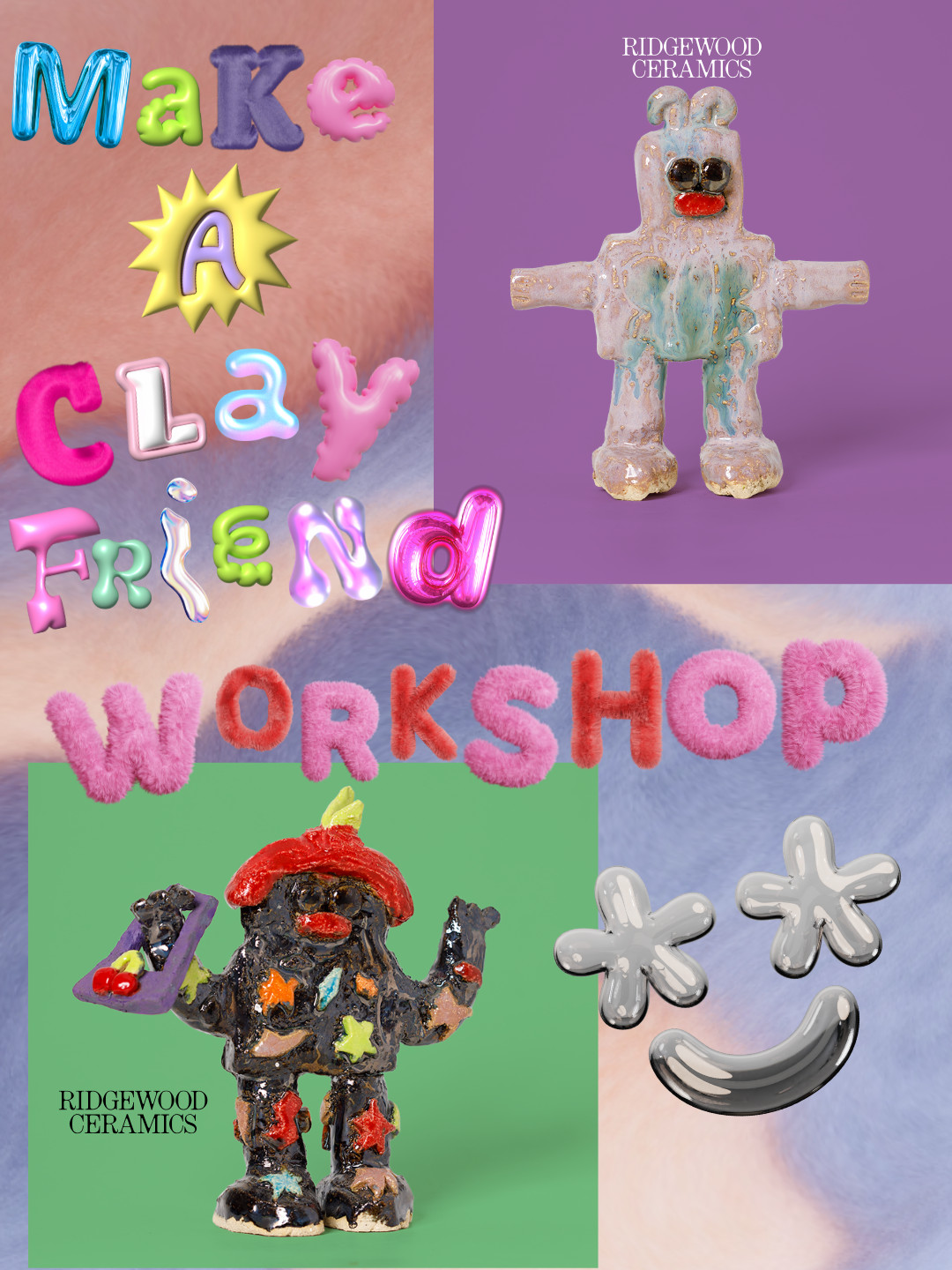 Come make your own clay friend workshop ✶ 6/13